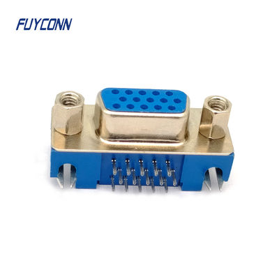 15pin ความหนาแน่นสูง D-sub Connectors PCB มุมขวา เพศหญิง HD DB Connector