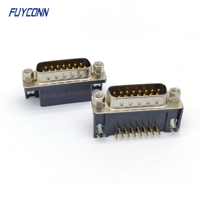 มุมขวา PCB ขั้วต่อ D-SUB ปลั๊กตัวผู้ D Sub 15 พินคอนเนคเตอร์ (9.4 มม.)