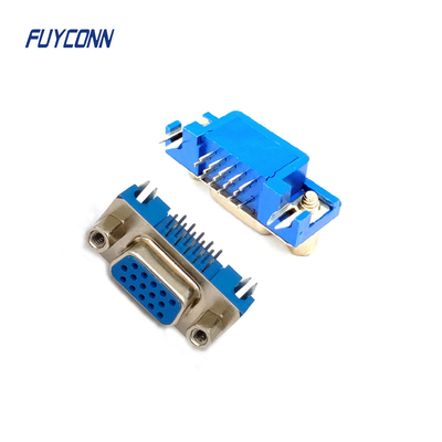 ตัวเชื่อมต่อ D-sub ความหนาแน่นสูง 15 พินตัวเชื่อมต่อตัวเมีย PCB มุมขวา