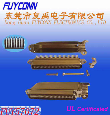 Amphenol 2.16mm Pitch 64 pin IDC Crimping Plug connector 32 คู่ Male Type พร้อมฝาโลหะ 90 องศา