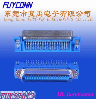 2.16mm Pitch Champ PCB มุมขวาขั้วต่อ Centronics ปลั๊กตัวผู้ 50 พินพร้อมตัวล็อคบอร์ด