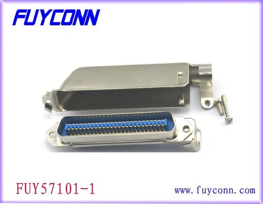 DDK Centronic Champ Plug ขั้วต่อสายริบบิ้น, หน้าสัมผัสชนิดบัดกรีพร้อมฮูดโลหะรูปตัว L