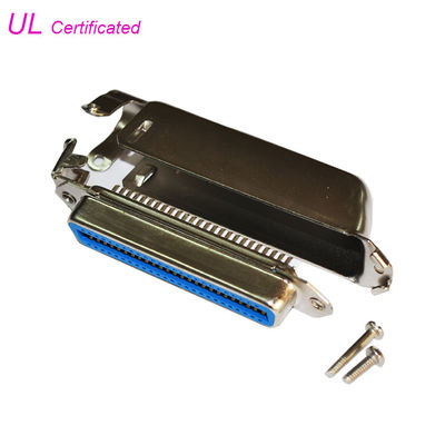 57 CN Series Female 50 Pin Centronics Connector ประเภทการบัดกรีพร้อมทางออกสายเคเบิล 90 องศา