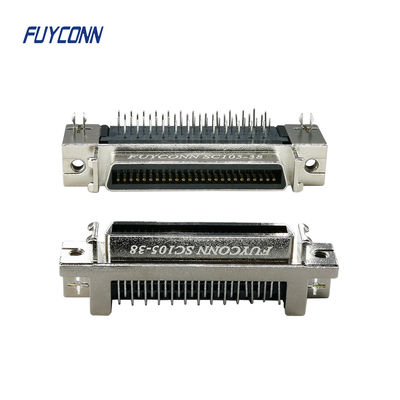 ขั้วต่อ PCB SCSI 90 องศาขั้วต่อตัวเมีย 50 พินพร้อมเปลือกโลหะผสมสังกะสี