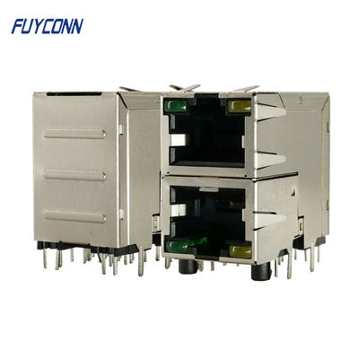 2x1 2 พอร์ตไฟ LED 16 ขาขั้วต่อ RJ45 หญิงสำหรับเครือข่าย