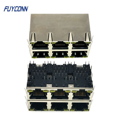2x3 6 พอร์ตขั้วต่อ RJ45 หญิง PCB 48 พินขั้วต่อแจ็คโมดูลาร์