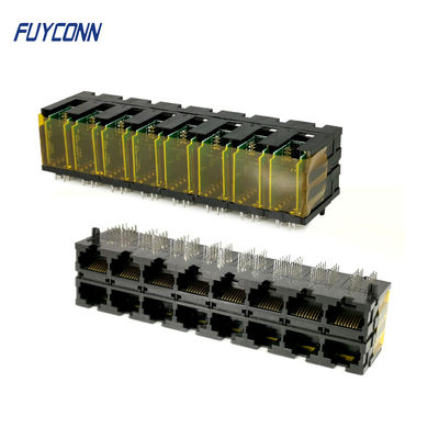 พอร์ต PCB 2x8 16 * 10P 160 พินขั้วต่อ RJ45 พร้อมขั้วต่อมุมขวา