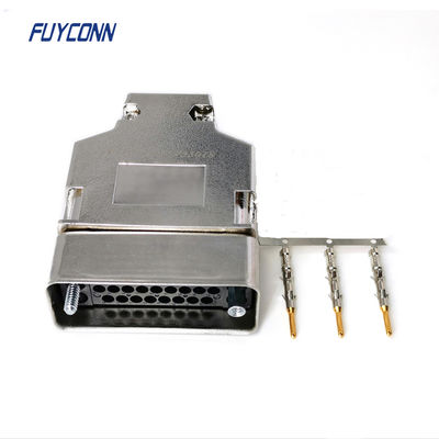 1-34 Pin Male Crimping V.35 ตัวเชื่อมต่อเราเตอร์พร้อม Shield Shell ฝาพลาสติก 180 องศา