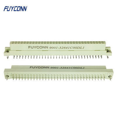 ตัวเมีย 2 แถว 64P เต้ารับ PCB แองเจิลขวา DIN 41612 ตัวเชื่อมต่อยูโรการ์ดพร้อมตัวล็อคบอร์ด