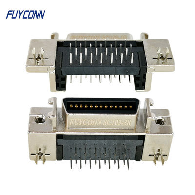 ตัวเชื่อมต่อ SCSI 26Pin ตัวเมียประเภท PCB มุมขวาพร้อมตัวล็อคบอร์ด Zinc Shell